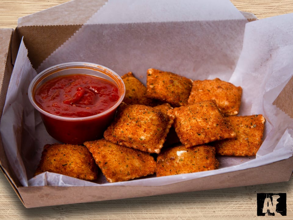 Fried ravioli served fresh from the kitchen.